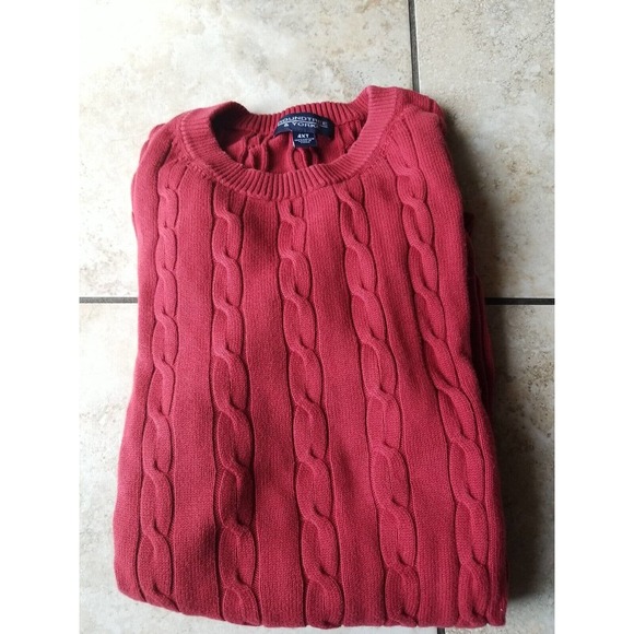 Roundtree &Yorke Long Sleeve Red Cable Knit Women's Sweater Size 4XT - Picture 1 of 12